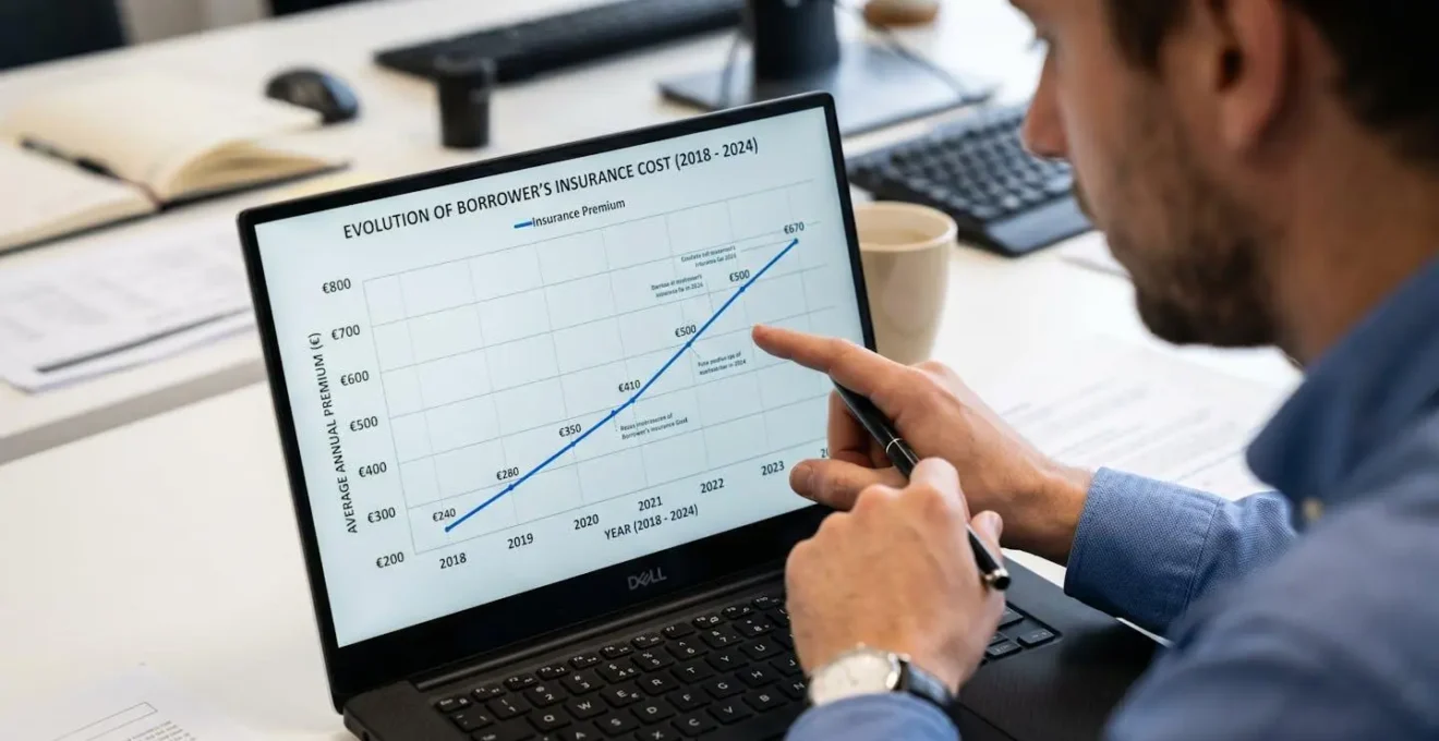 Gros plan sur des graphiques financiers montrant l'évolution du coût de l'assurance emprunteur