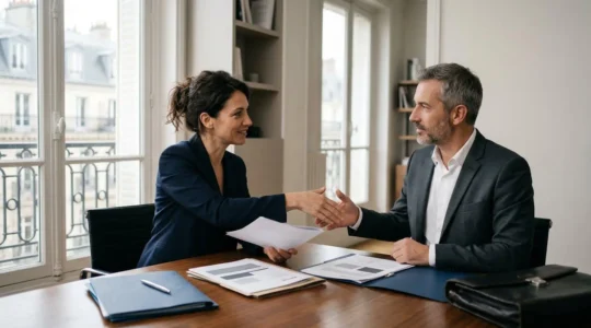 Négociation professionnelle d'un bail commercial dans un bureau moderne en France