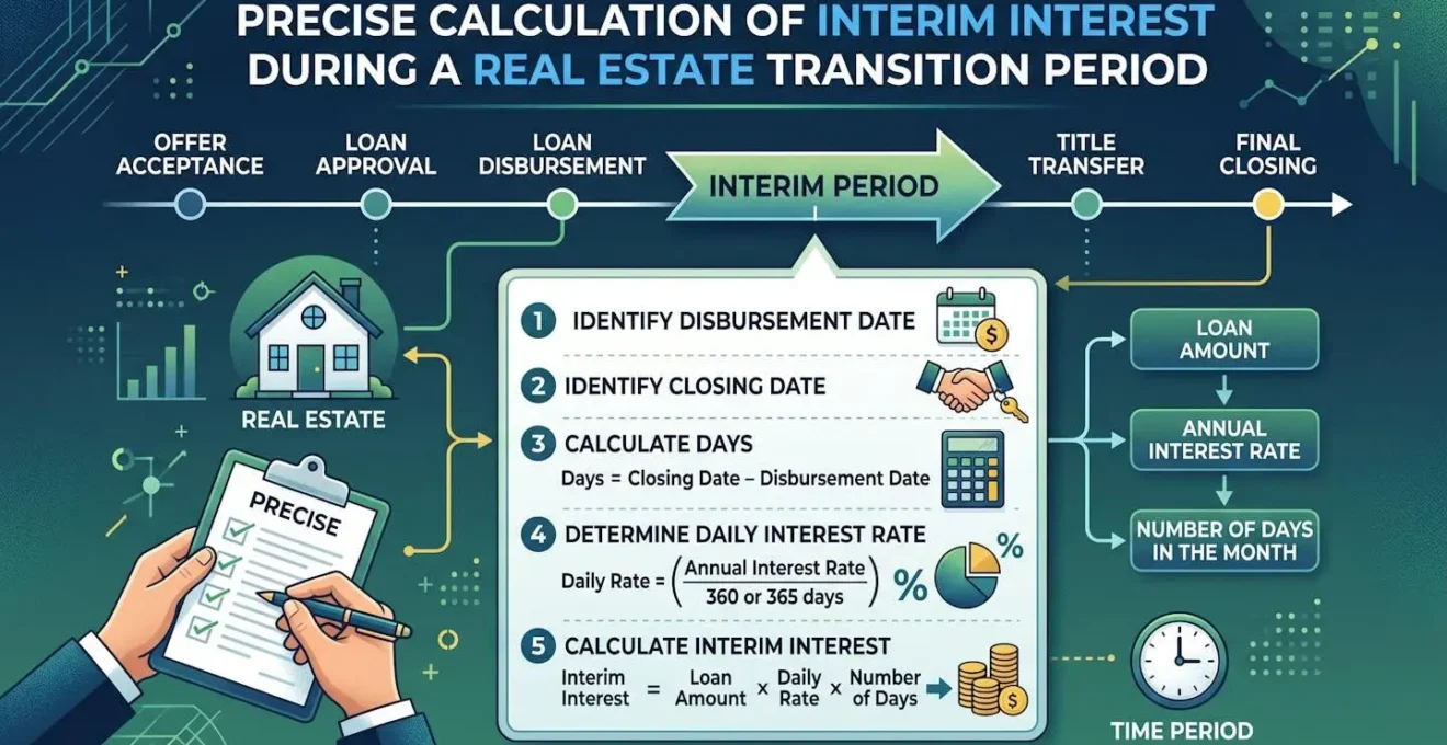 Calcul précis des intérêts intercalaires sur une période de transition immobilière