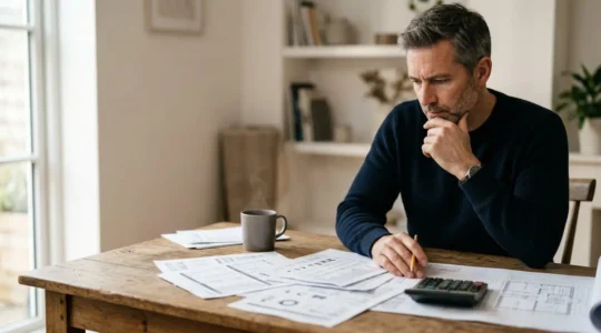 Investisseur analysant des documents financiers pour calculer la rentabilité d'un investissement locatif