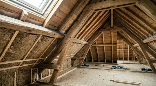 Combles aménagés avec isolation biosourcée en fibre de bois protégeant de la chaleur estivale
