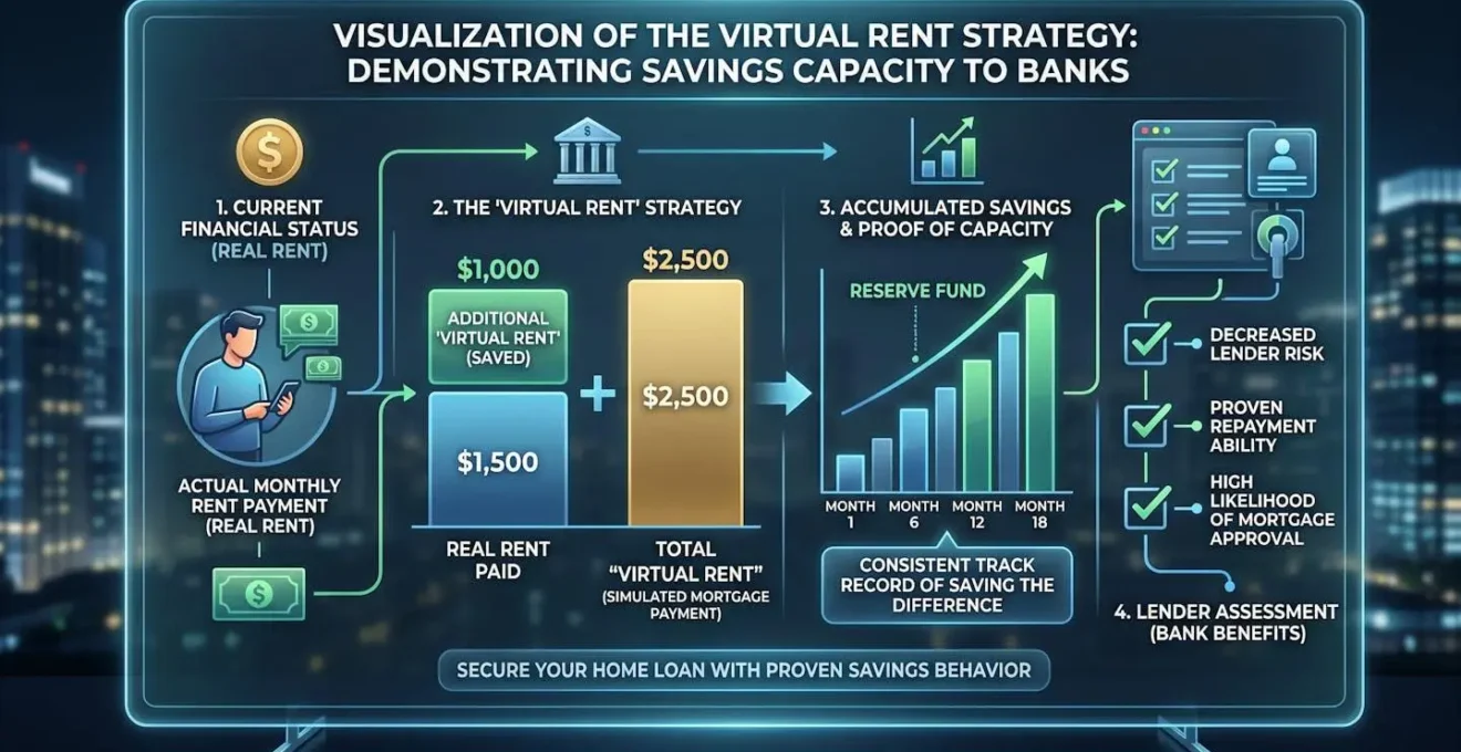 Visualisation de la stratégie du loyer virtuel pour démontrer la capacité d'épargne aux banques