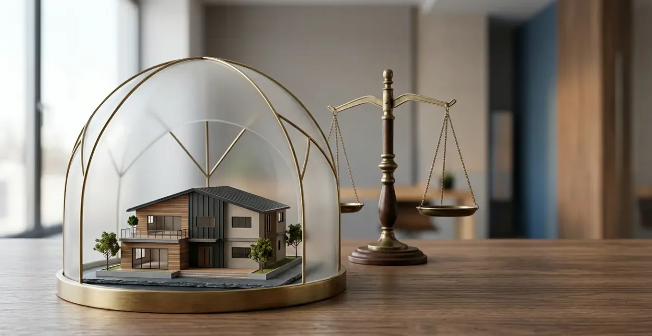 Concept symbolique de protection juridique pour une vente immobilière sécurisée