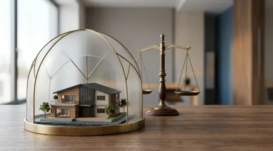 Concept symbolique de protection juridique pour une vente immobilière sécurisée