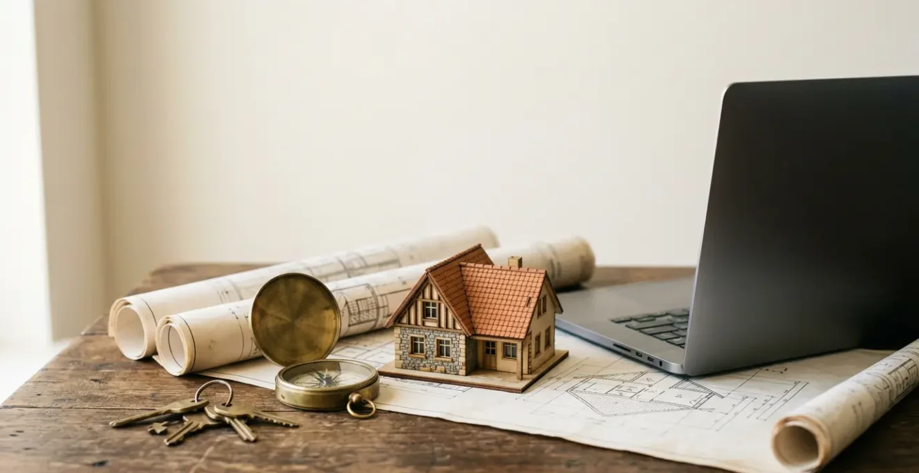 Représentation conceptuelle de l'estimation immobilière en ligne pour une maison en province française