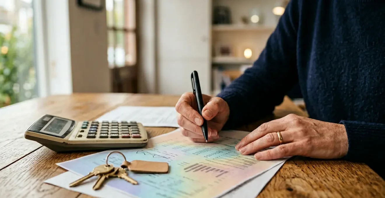 Vendeur immobilier face aux documents de frais de mainlevée hypothécaire lors d'une vente anticipée