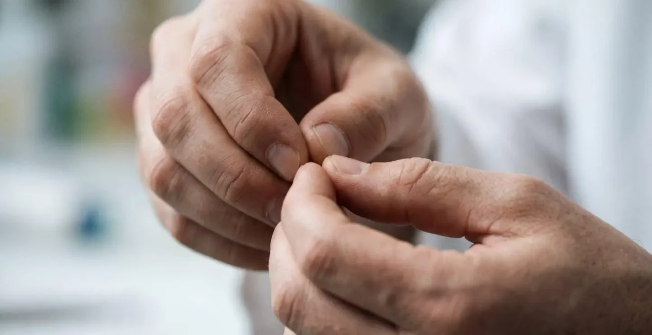 Gros plan sur des mains effectuant un geste technique précis et minutieux, symbolisant l'importance du barème professionnel pour les métiers de geste