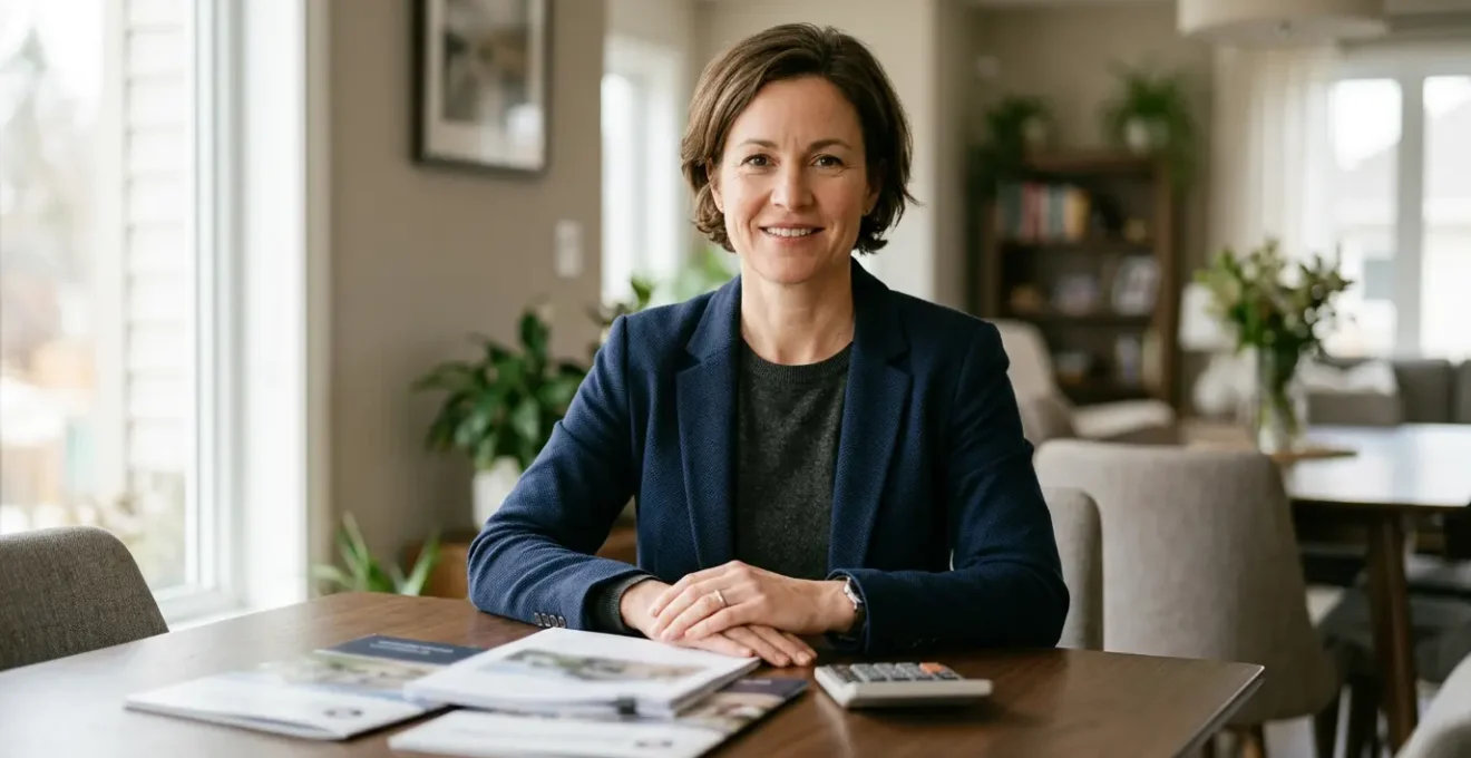 Vendeur confiant défendant son prix lors d'une négociation immobilière stratégique