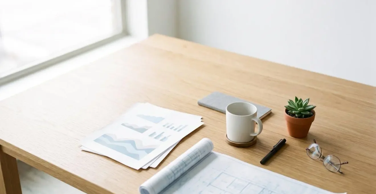Vue d'ensemble d'un plan de financement de rénovation avec documents de prêt bancaire et calendrier de trésorerie