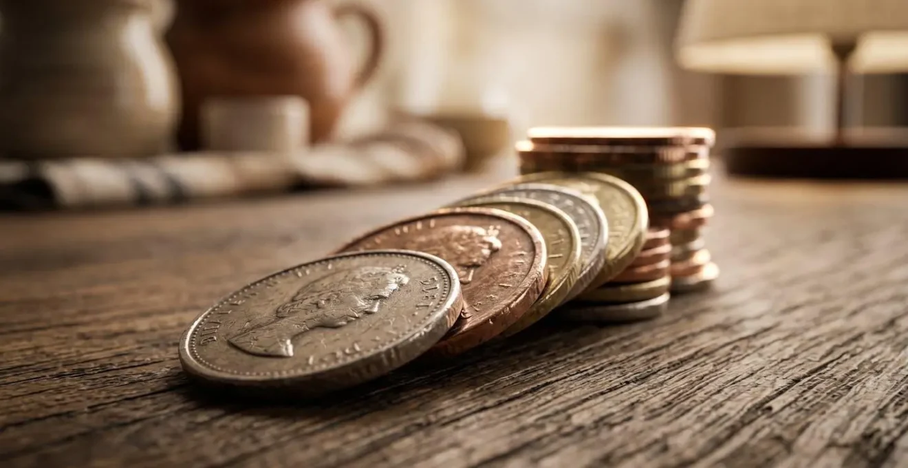 Vue macro sur une tirelire et des pièces de monnaie évoquant l'épargne de précaution pour charges