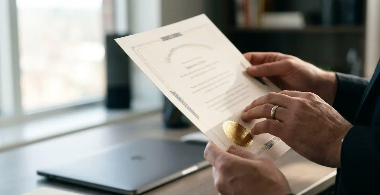 Professionnel vérifiant des documents de certification sur une tablette, symbolisant l'importance de la certification RGE pour l'audit énergétique